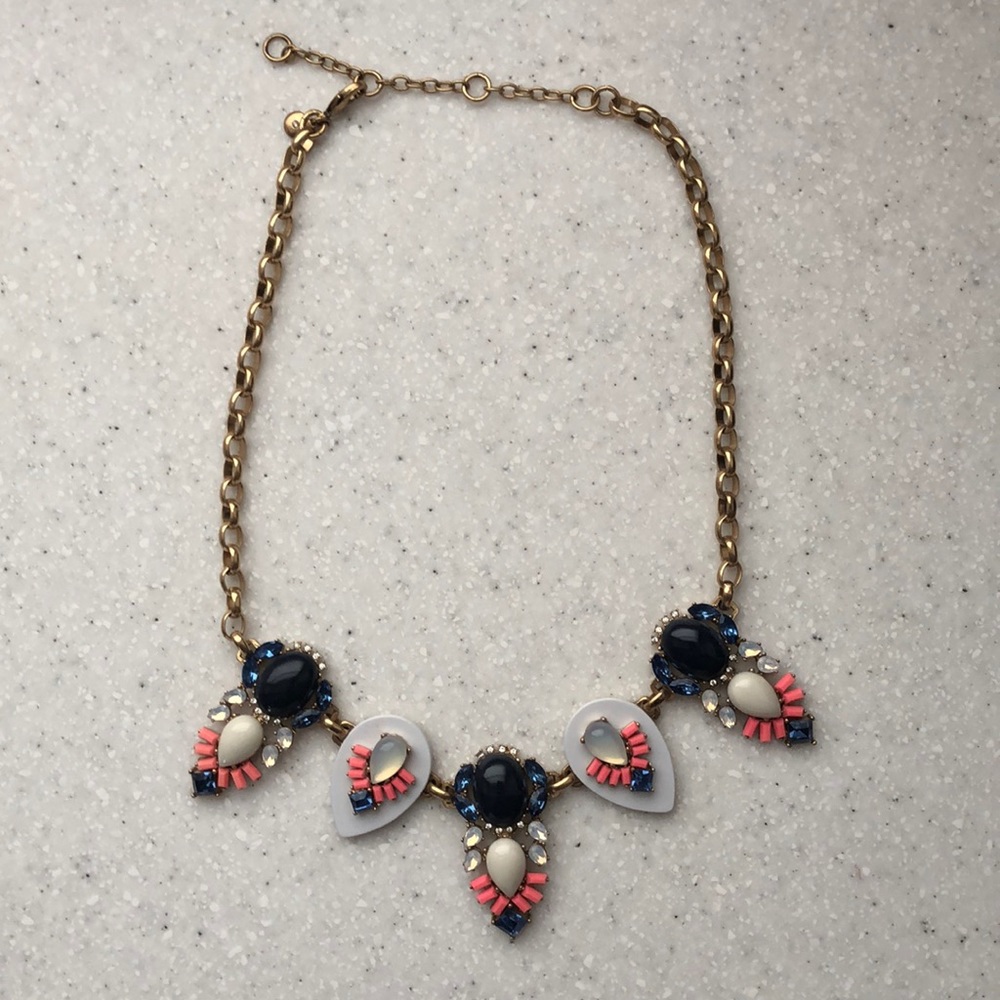 J. Crew Blue and Pink Statement Necklace